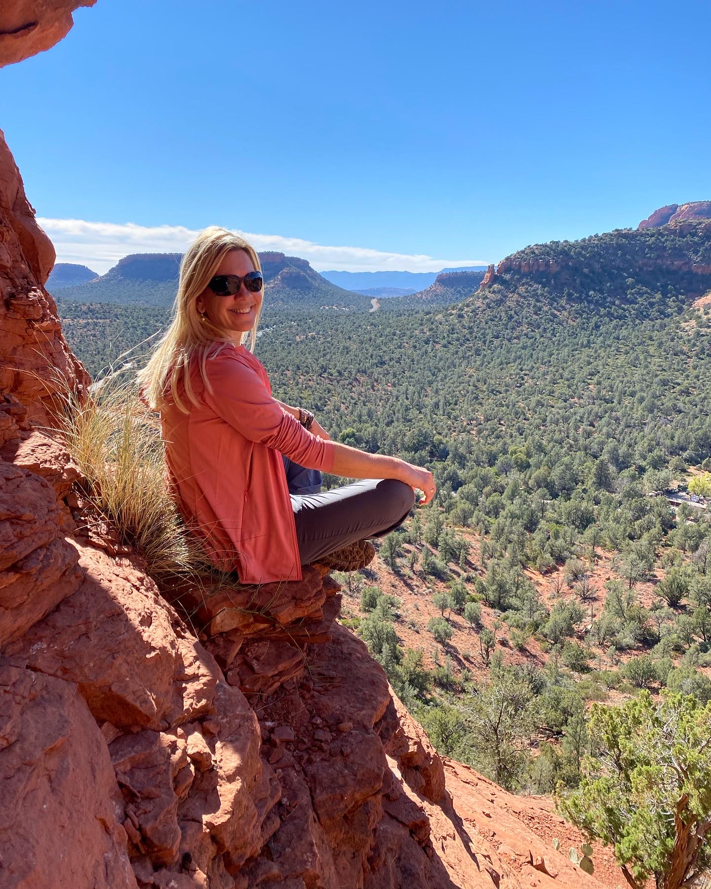 Sedona red rocks and desert landscape at golden hour